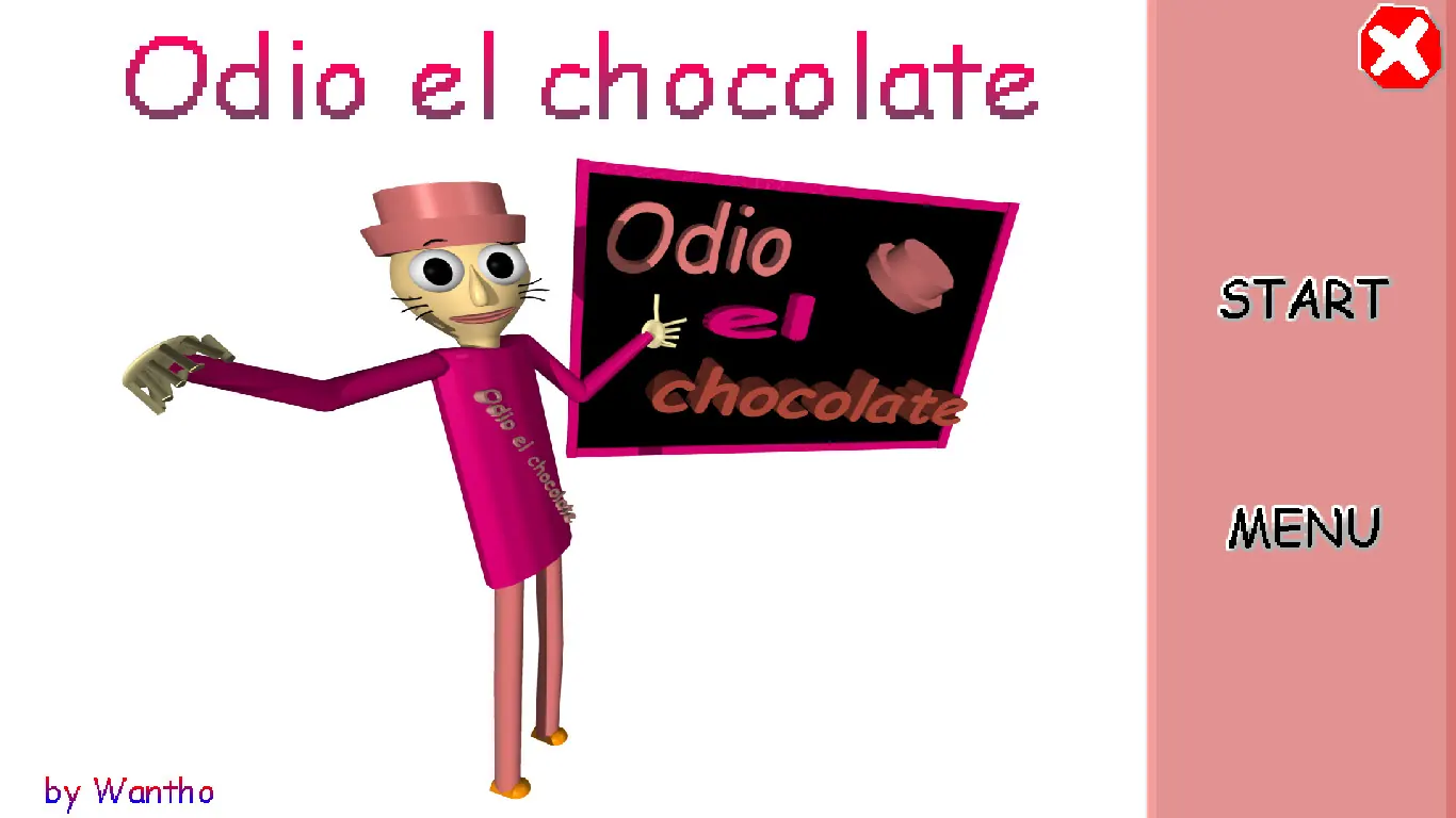 Title menu showing Odio el Chocolate and the Start option